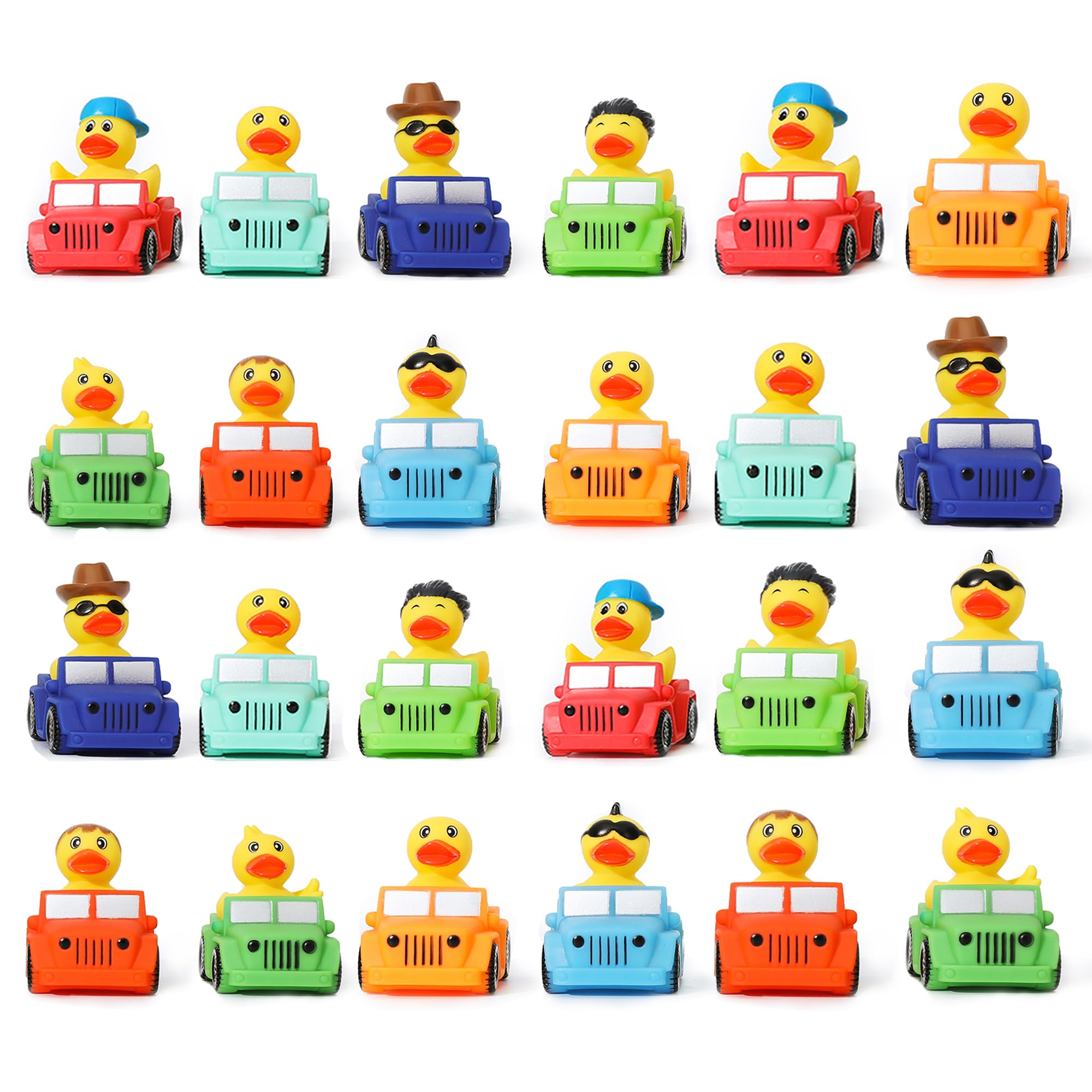 XY-WQ jeep rubber ducks displayed as party favors