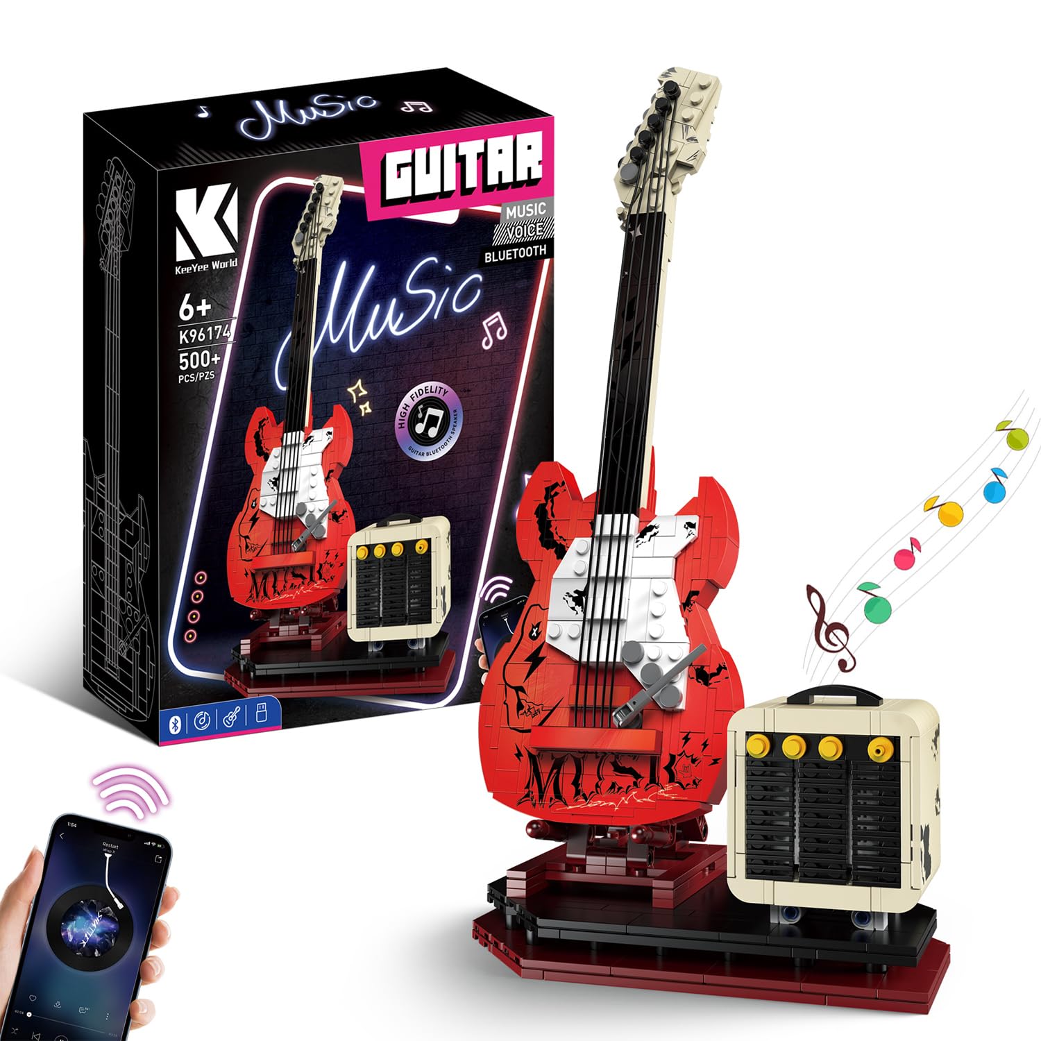 XYDongtong guitar-building set in action for creative play.