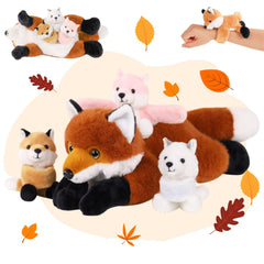 XYHQYB 4-in-1 fox plush mommy with babies inside; cozy cuddle companion.