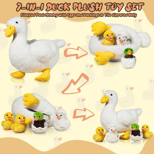 XYHQYB duck stuffed animal with four baby ducks, perfect cuddle buddy.