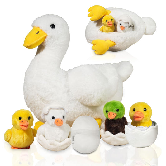 XYHQYB 7 in 1 duck stuffed animal shows mommy with babies inside, ideal for imaginative play.