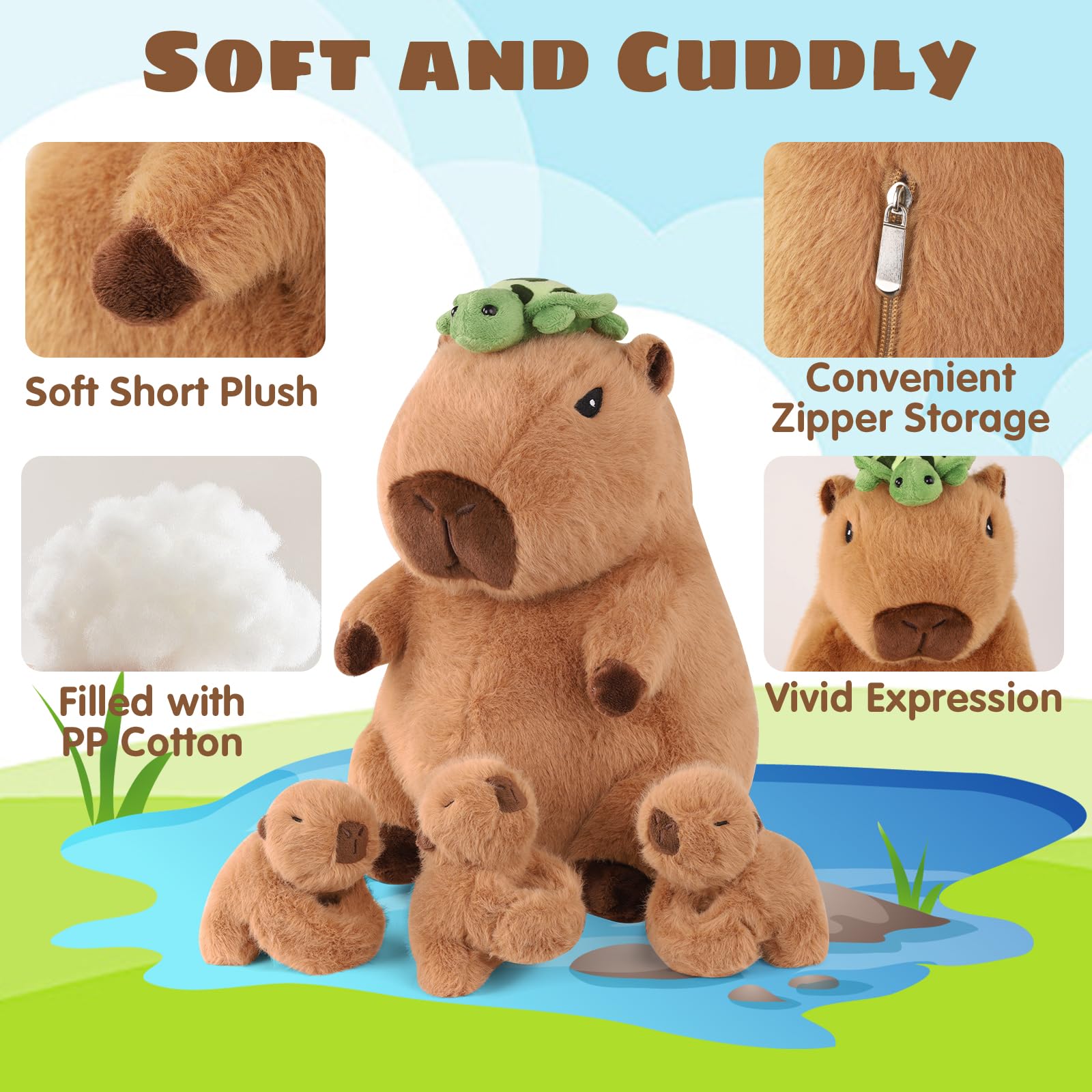 XYHQYB capybara plush slap-bracelet feature for easy wear