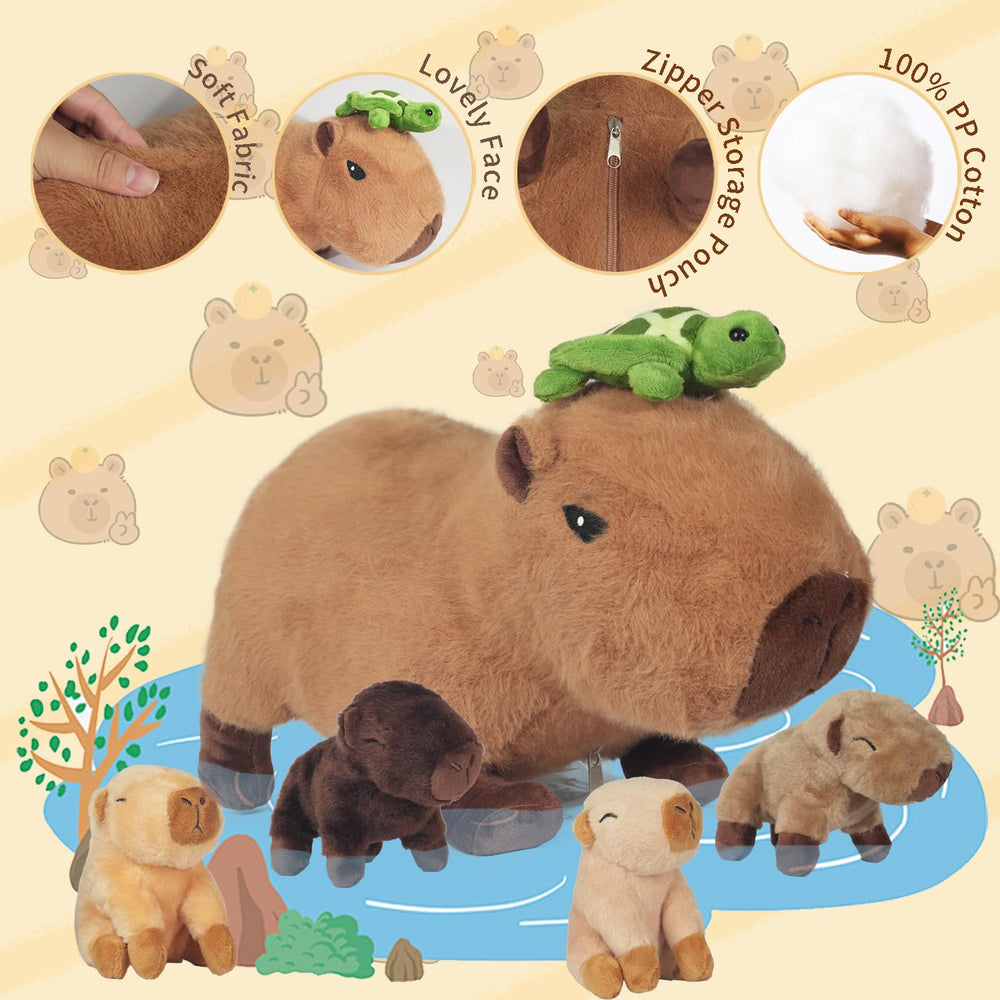 XYHQYB capybara mommy plush zipper feature sparks imaginative play with babies.
