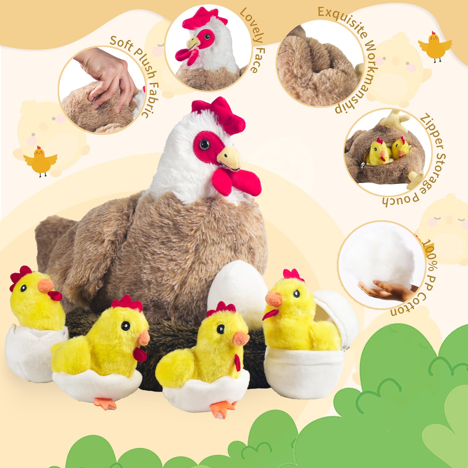 XYHQYB chicken egg plush as part of the nesting set.
