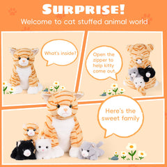 XYHQYB family cat plush set inspires caring and imaginative play.