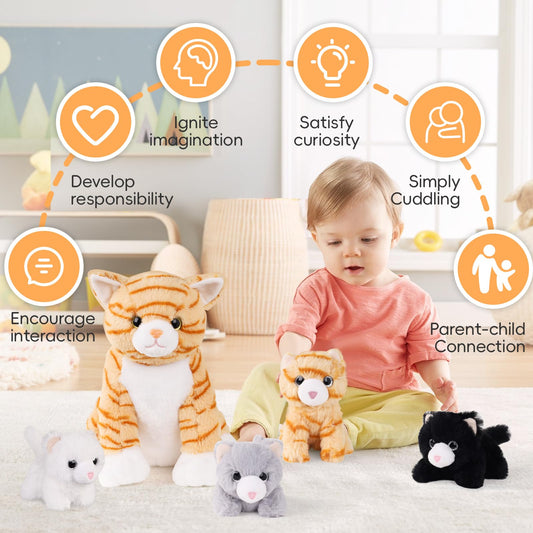 XYHQYB mommy cat belly unzip reveals playful kittens for storytelling.