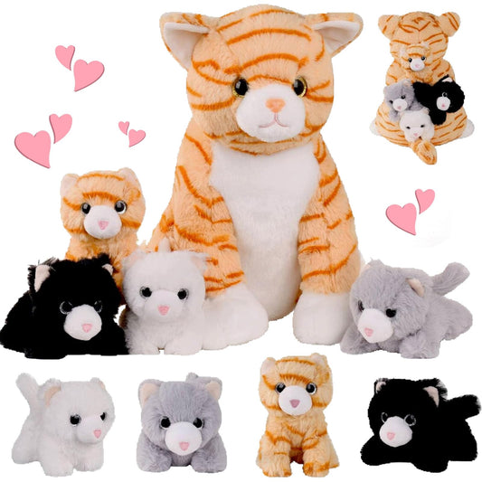 XYHQYB mommy cat with four kittens inside belly for imaginative play.