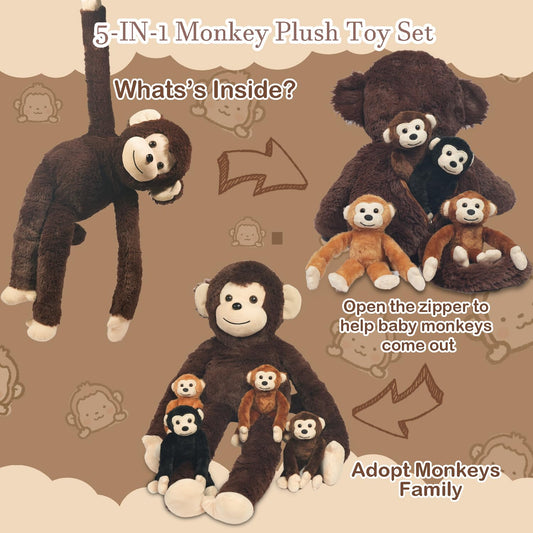 XYHQYB monkey plush set baby-1 showcases a tiny cuddle buddy for imaginative play.