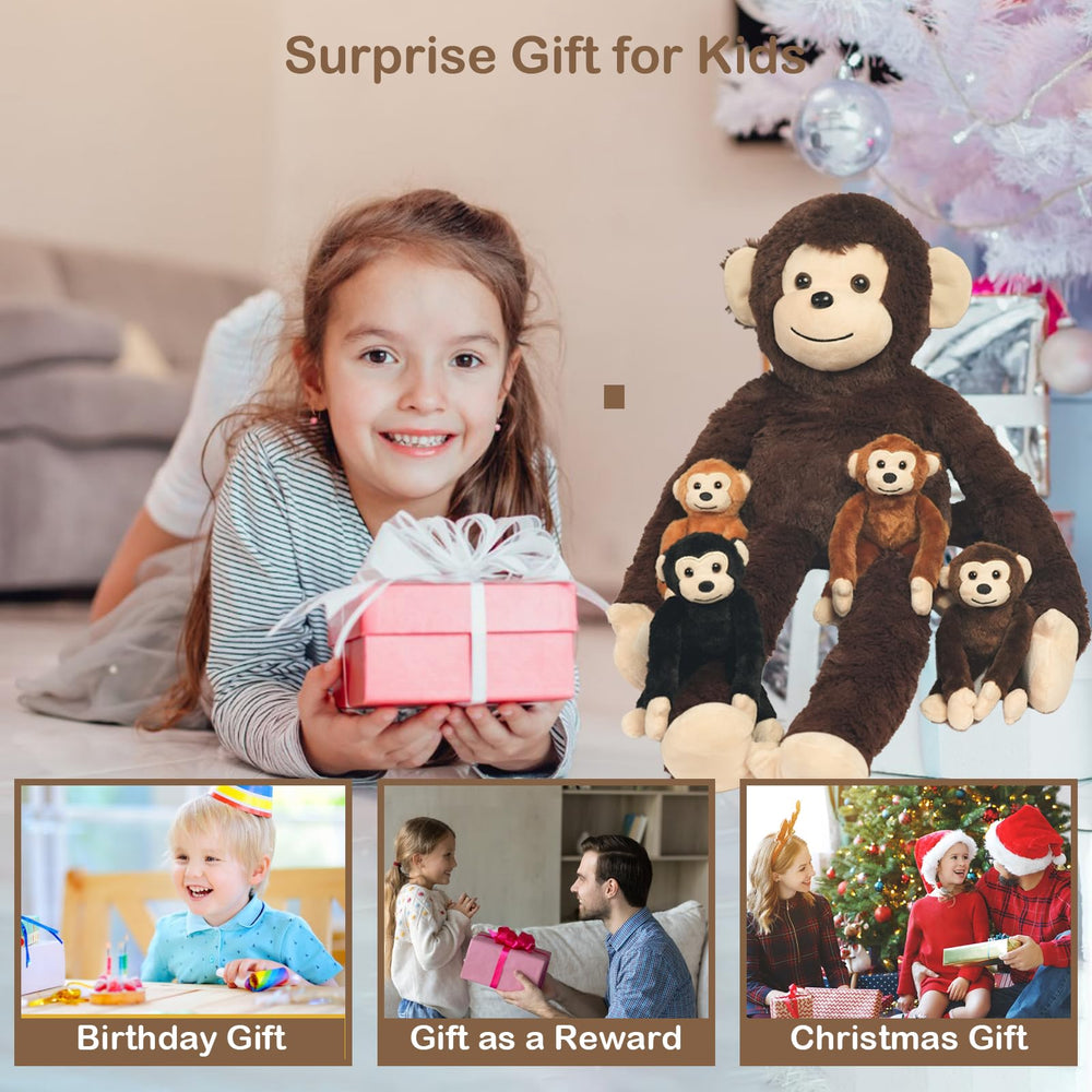 XYHQYB monkey plush set baby-4 highlights a playful group for shared stories.