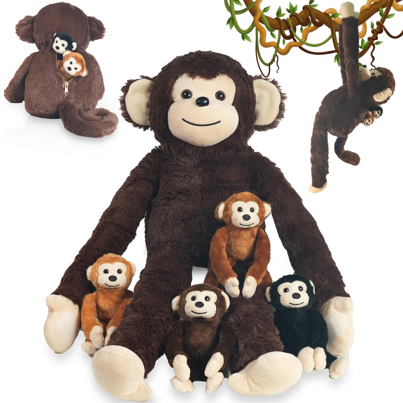 XYHQYB monkey plush set mother features a soft, cuddle-worthy silhouette for cozy hugs.