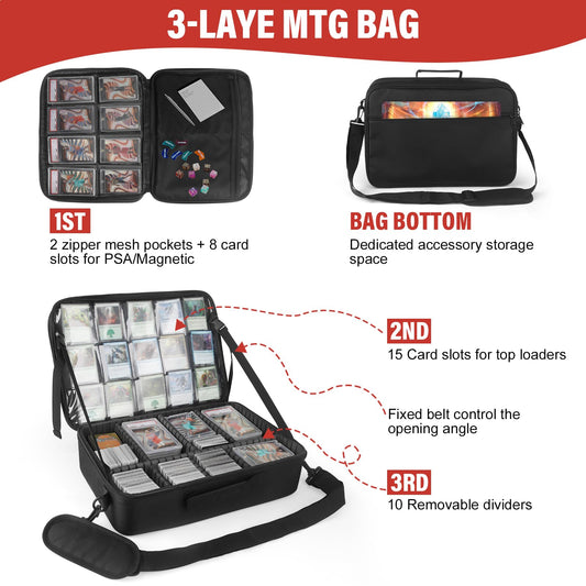 Xykzra card deck bag middle layer slots for top loaders
