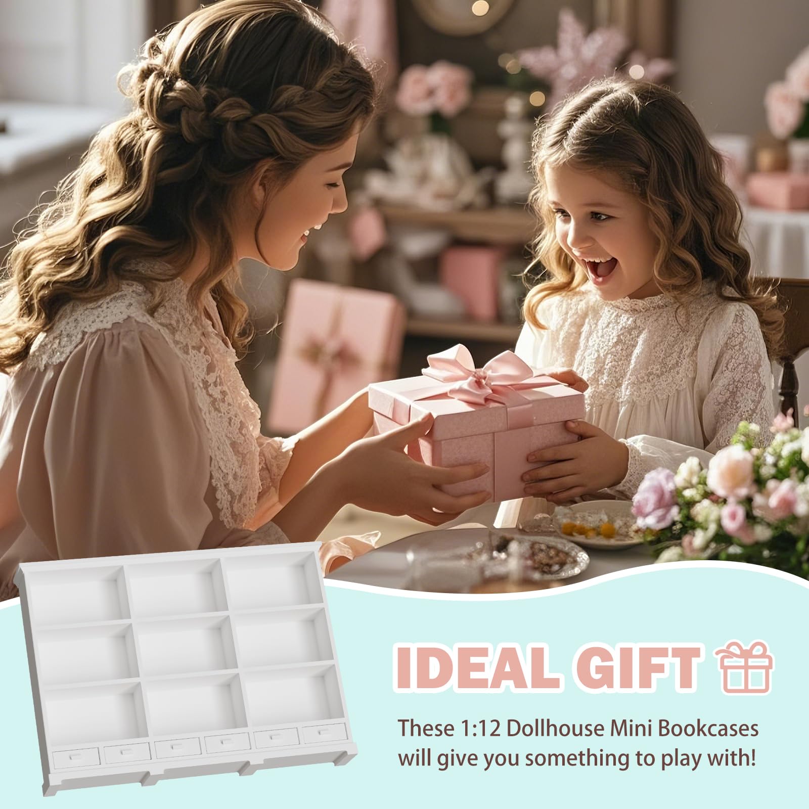 XYMTOY dollhouse bookshelf gift-packaging ideal for dollhouse lovers