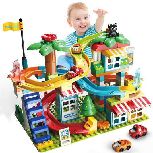 XYNGU Marble Run blocks assembled for creative construction and independent play.