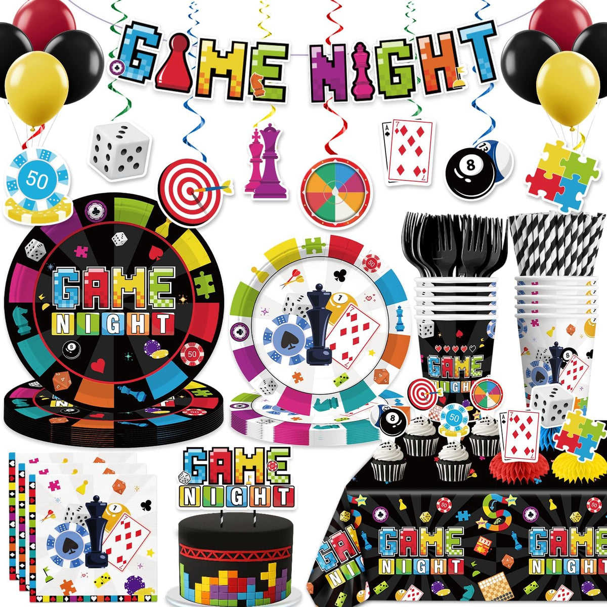 Xynic game night cake topper adds a fun focal point to dessert tables.