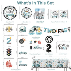 Xynic Two Fast tablecloth protects surfaces for indoor or outdoor celebrations.