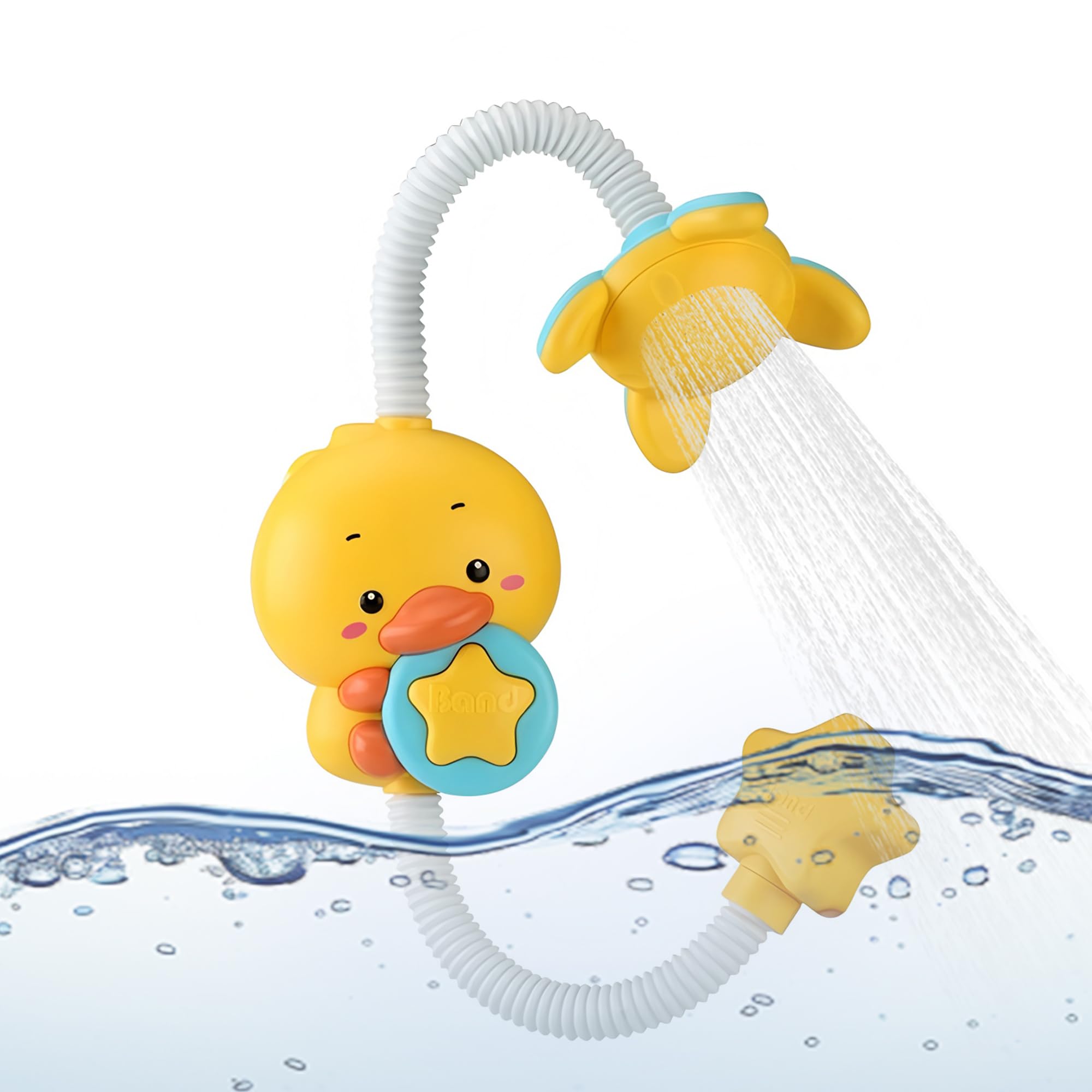 XYUYTOEI baby bath shower head with yellow duck for playful rinses and safe grip