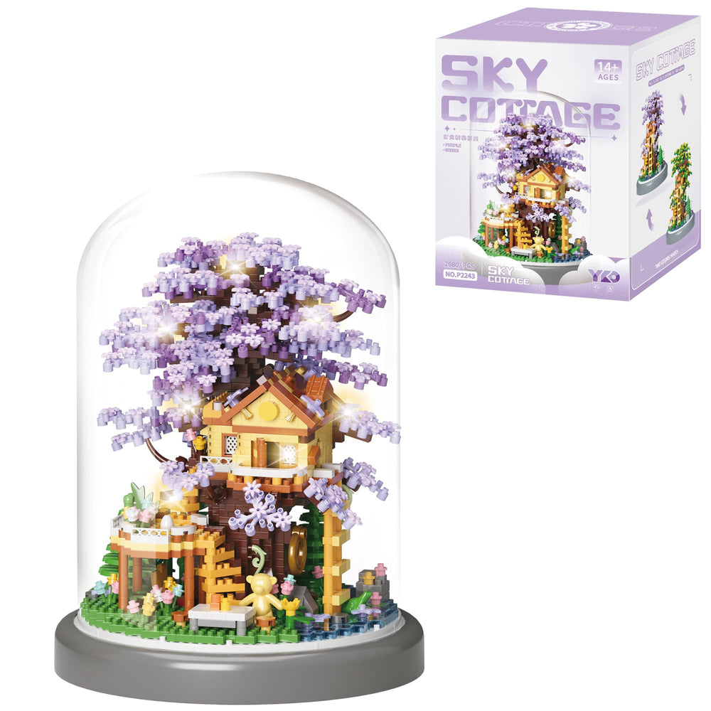XYUYTOEI cherry blossom bonsai tree house kit with intricate micro bricks for a challenging build.