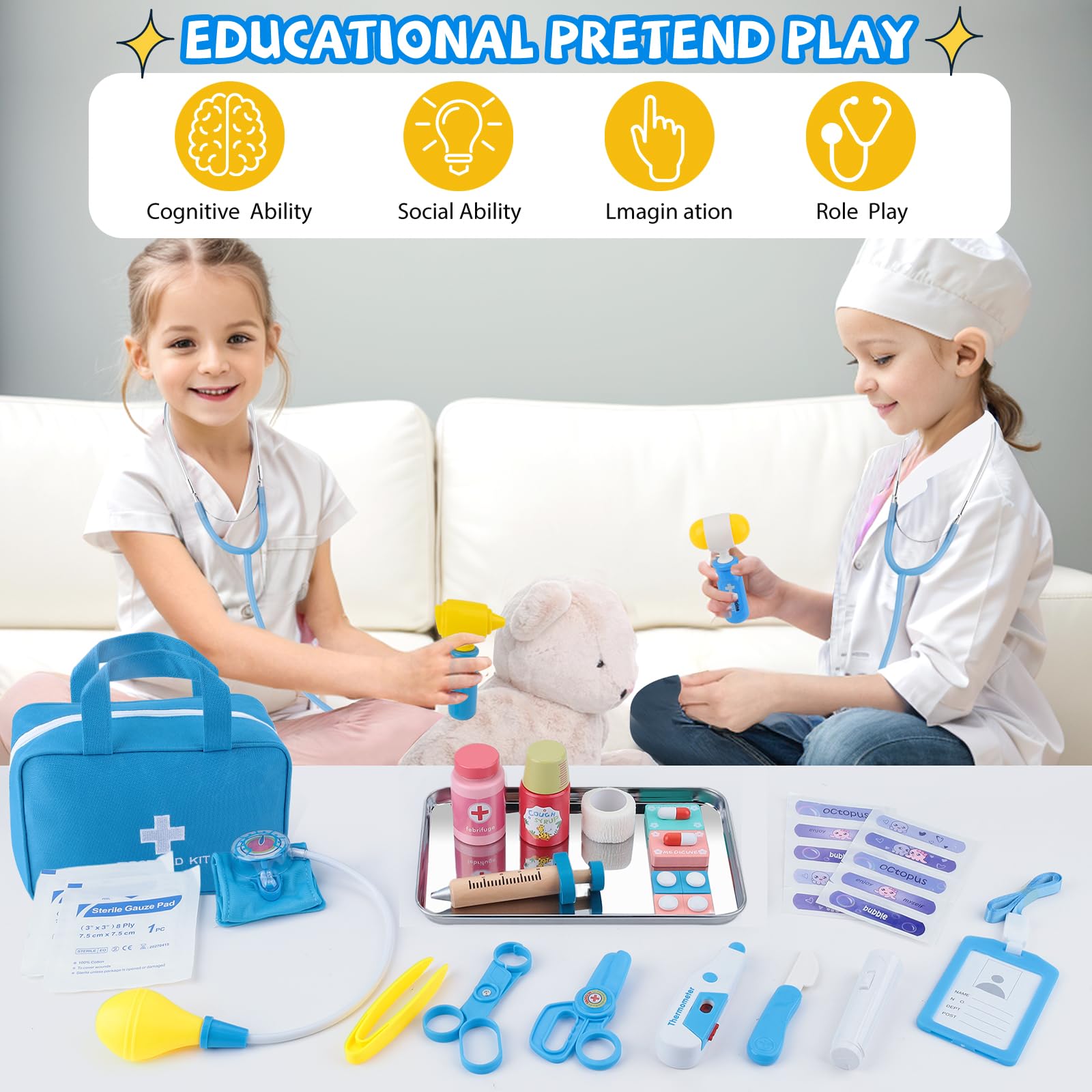 XZZO Doctor Kit blood pressure cuff for kid friendly role play.