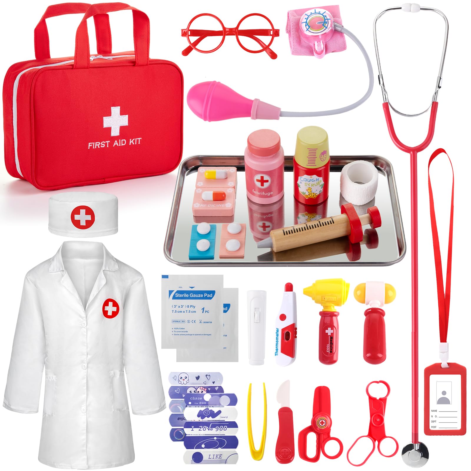XZZO doctor kit with stethoscope showing heartbeat for pretend play