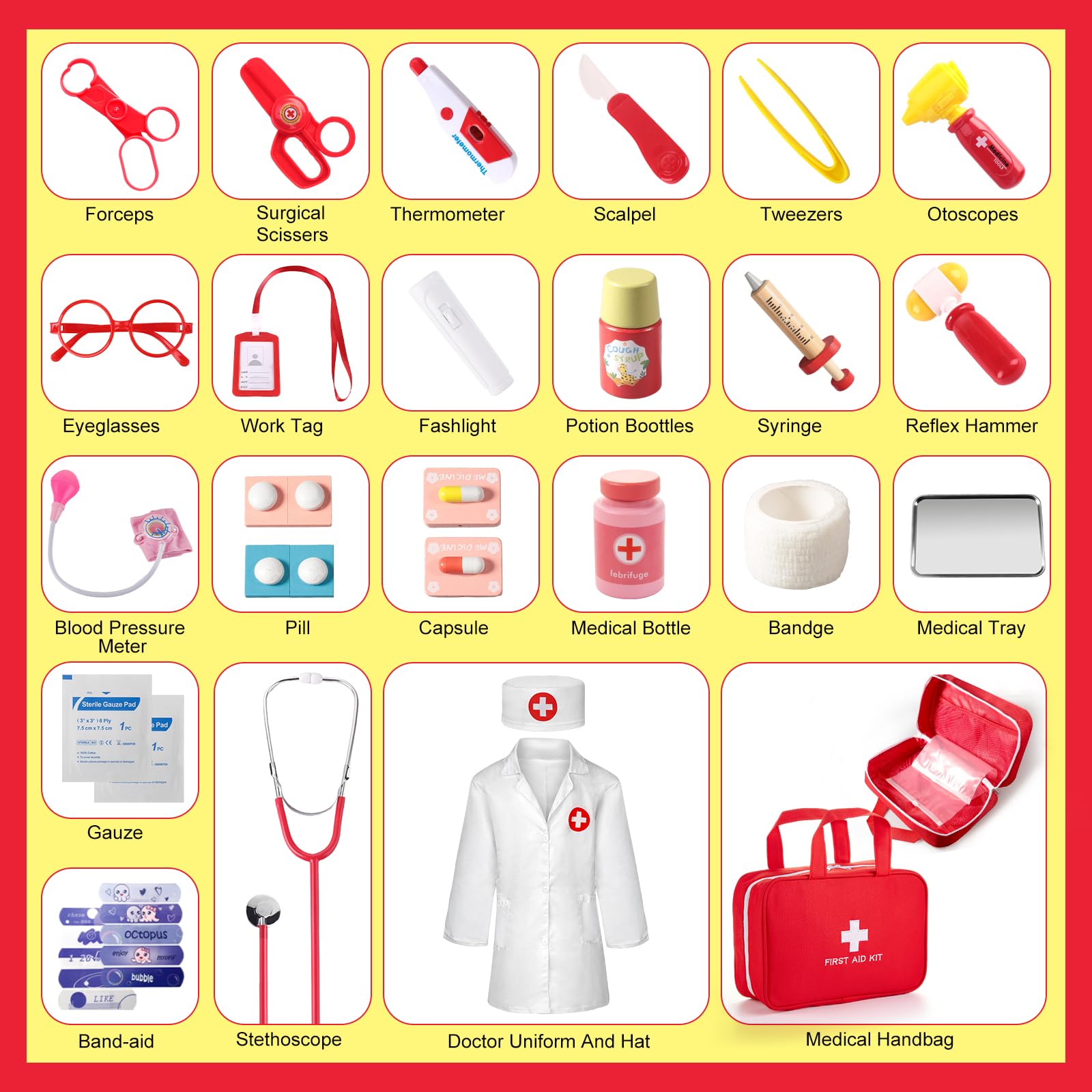 XZZO doctor kit thermometer during imaginative medical checkup