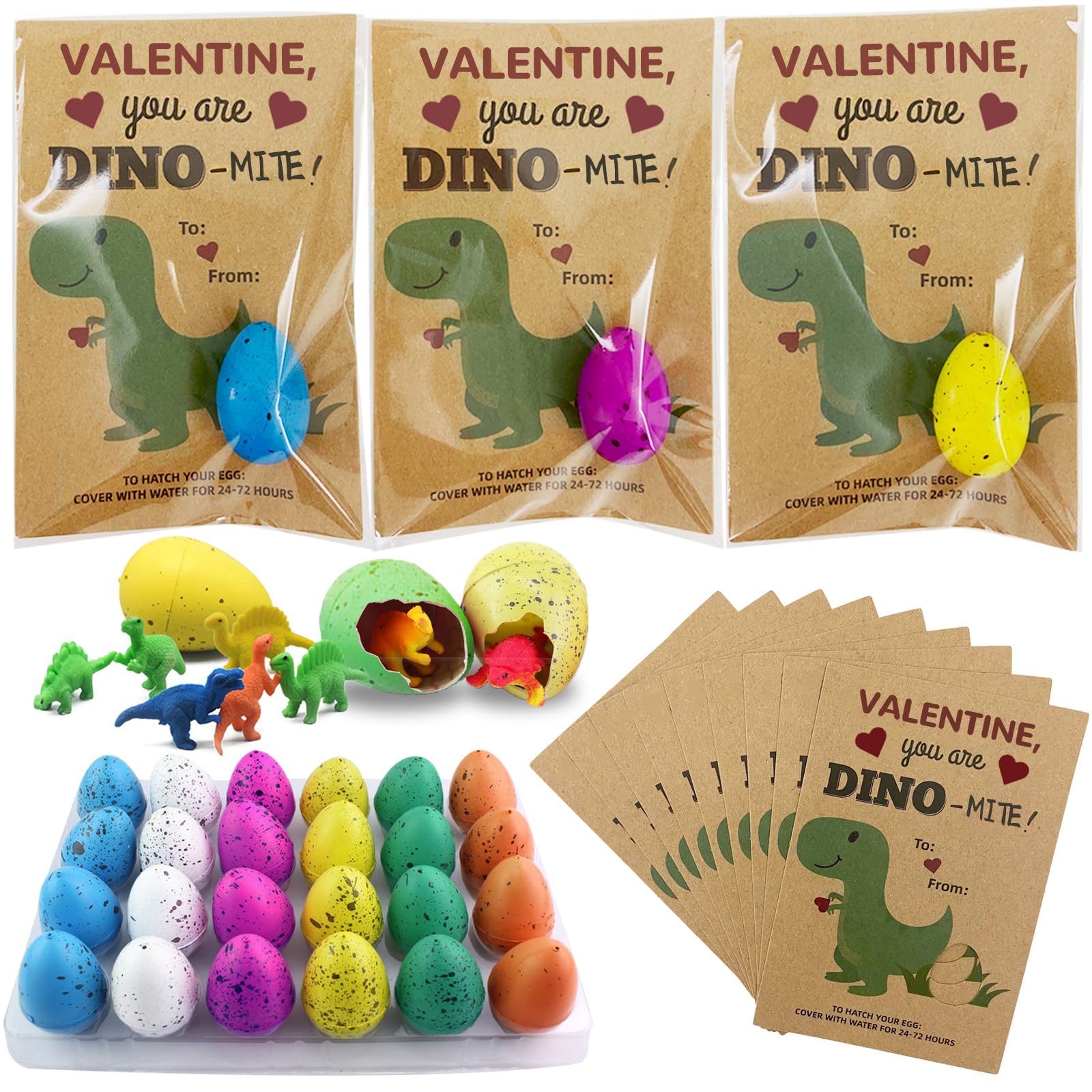 Y_Bong dino egg hatching card pack ready for classroom Valentine exchanges