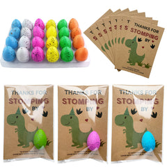 Y_Bong dinosaur eggs pack with colorful cards for kids' party favors.