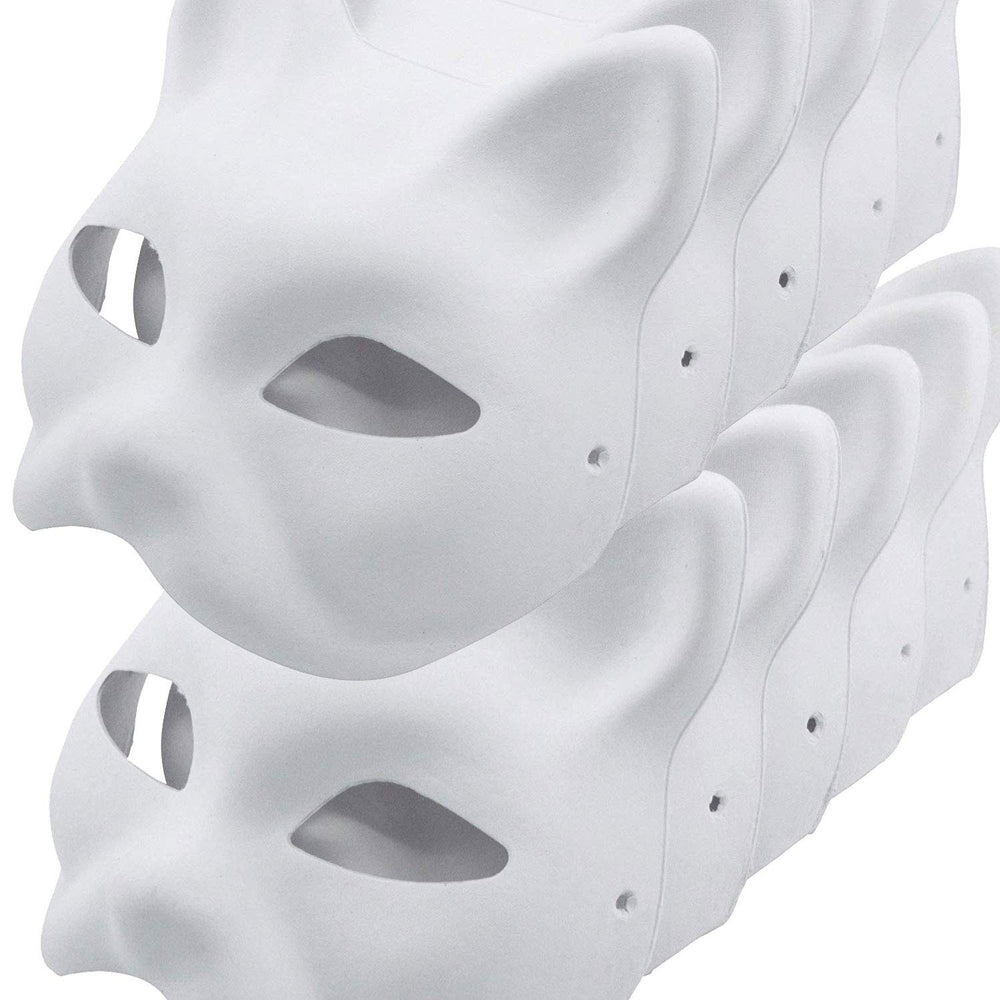 Yabber Cat Masks 10-pack front view for kids' arts and crafts