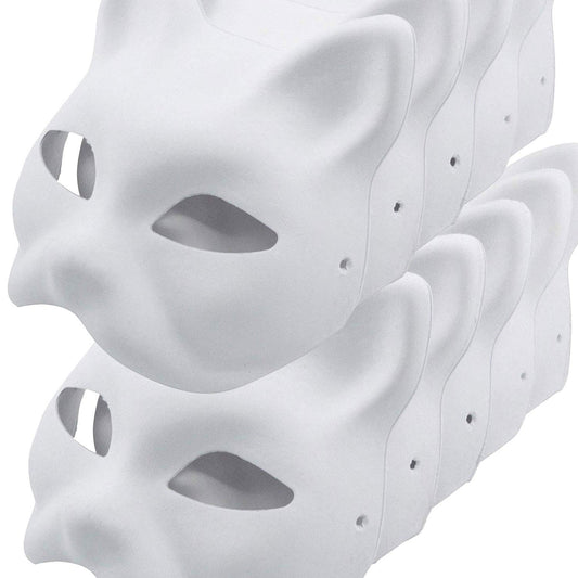 Yabber Cat Masks 10-pack front view for kids' arts and crafts