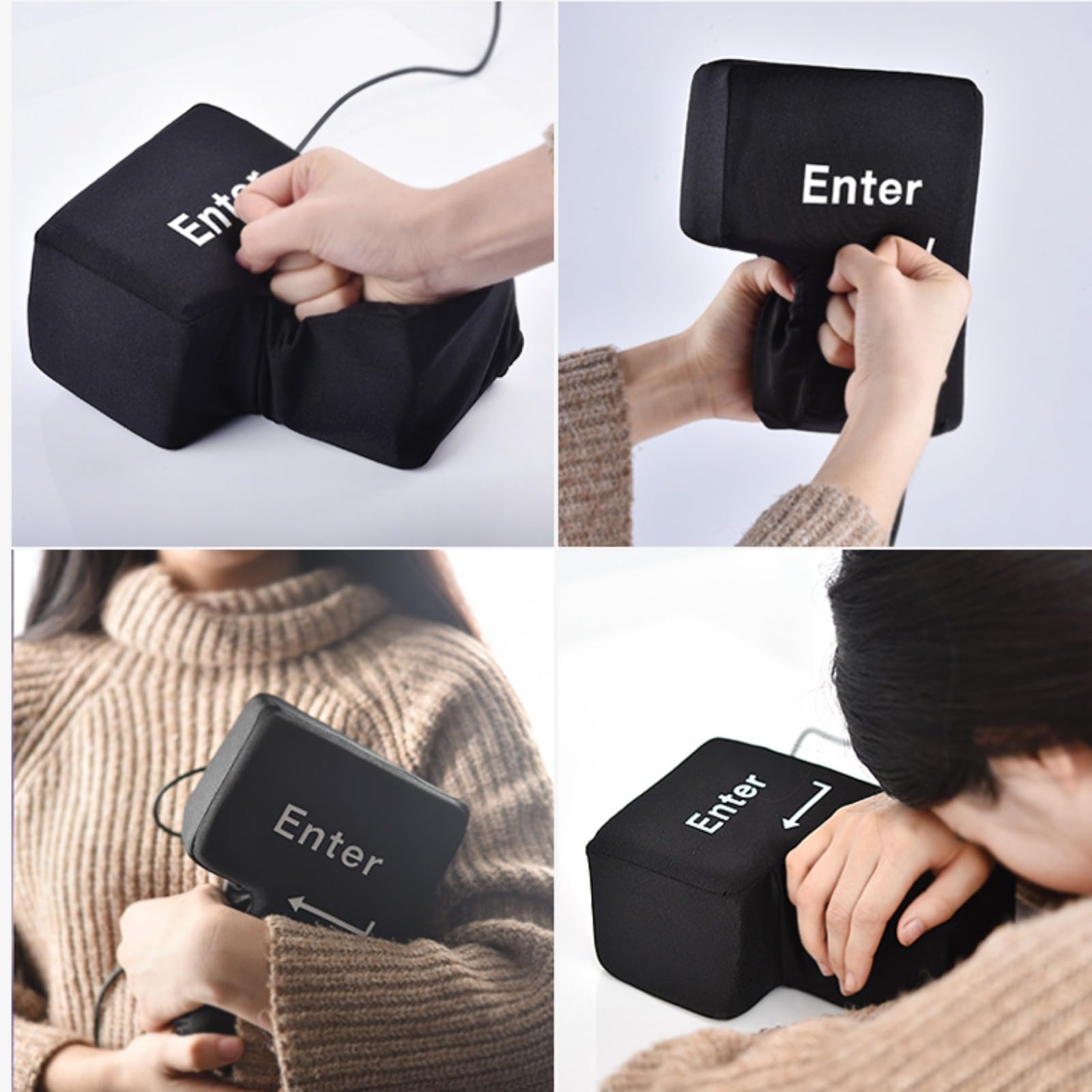 YADILLO Giant USB Enter Key on desk ready for stress-relief sessions during work.