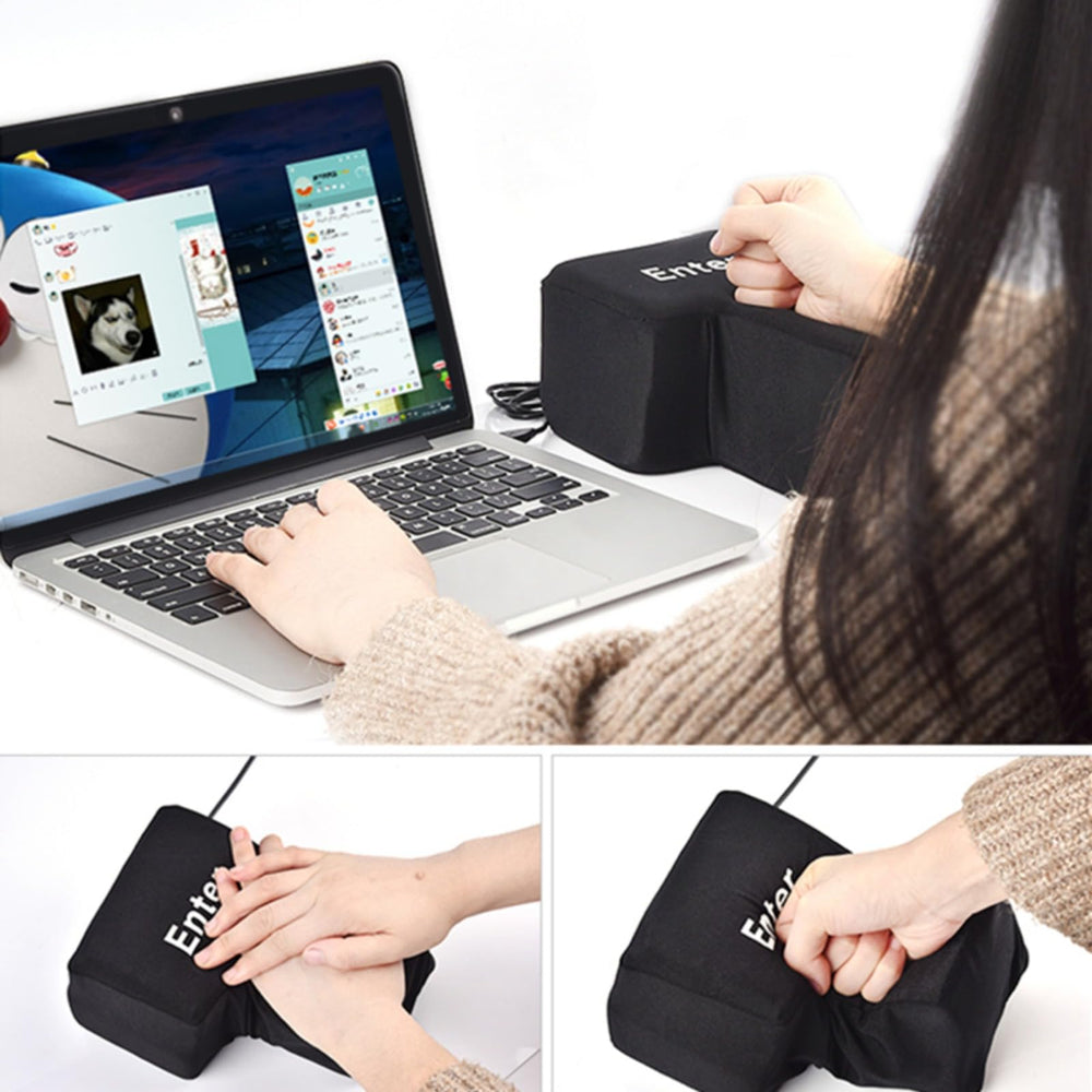 YADILLO Giant USB Enter Key plush material detail, soft to touch and odorless.