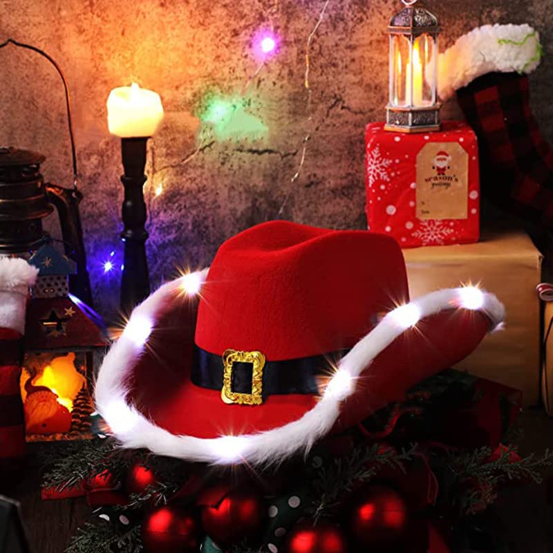 YADIRF LED flashing Santa hat side view with belt buckle accent