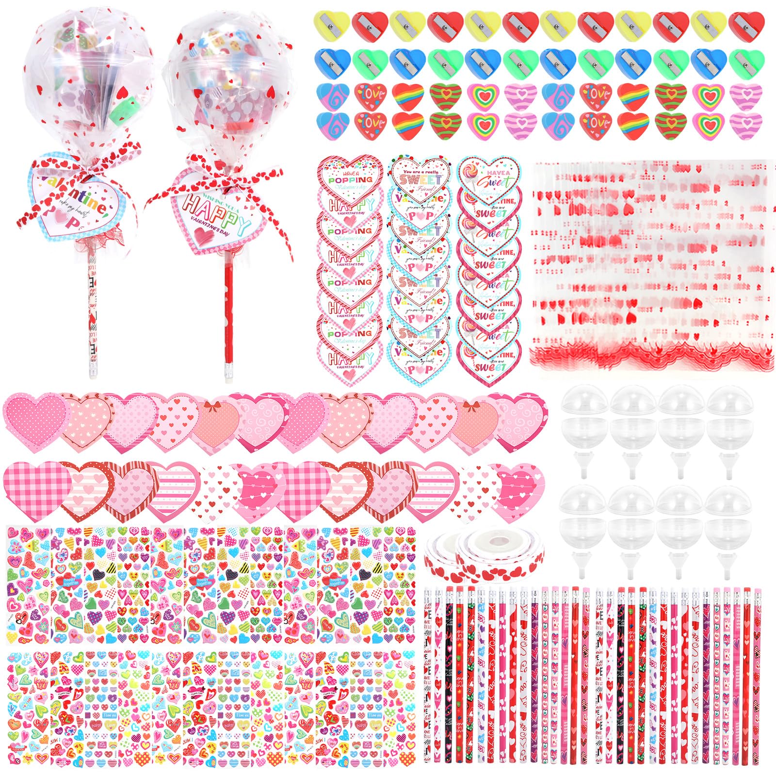 Yaeyia Valentines giant lollipop stationery set with pencils and stickers for classroom gifting.
