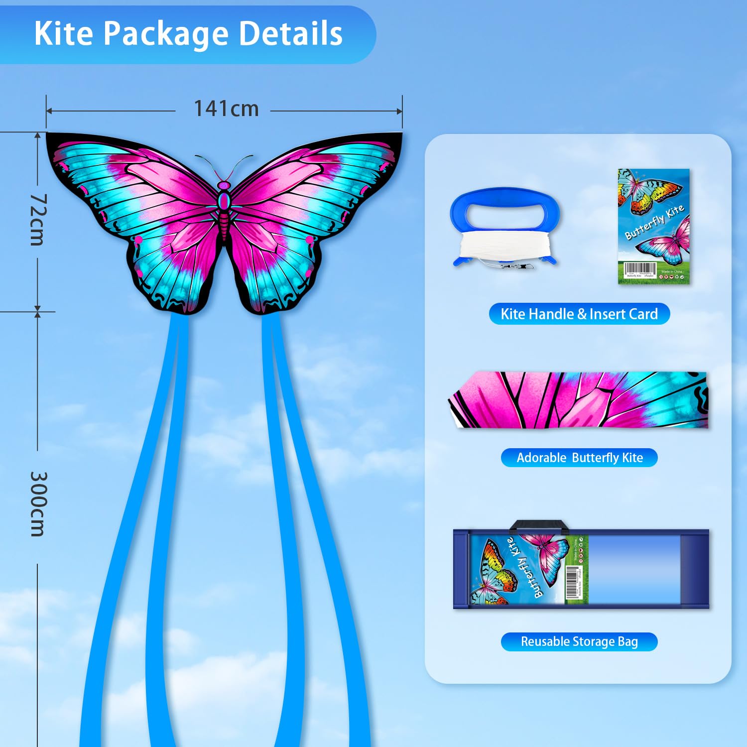 YFAFENGS butterfly kite in flight, smooth stability for all ages.