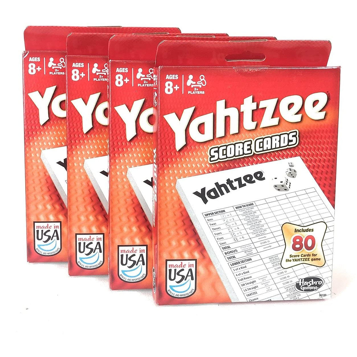 Yahtzee 80-sheet score cards pack on a table for easy scorekeeping during family game night.