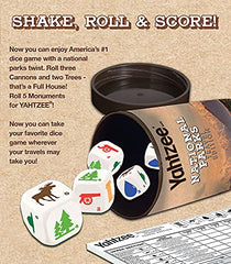 Yahtzee National Parks dice set with canoe icon for lakeside play