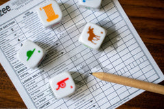 Yahtzee National Parks dice showing hiker icon for adventure rounds