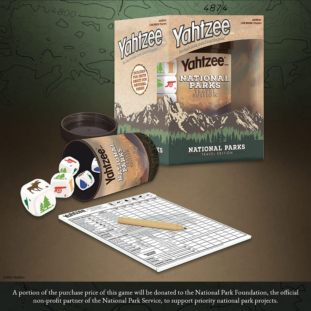 Travel edition Yahtzee dice and cup ready in compact packaging