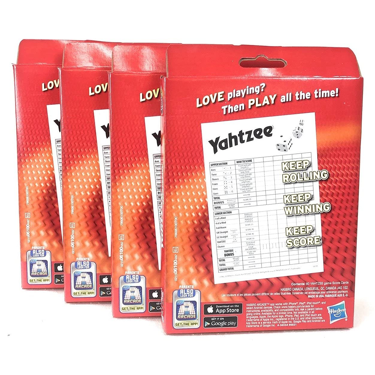 Yahtzee score cards in use to track rounds with clear labeling and quick reference.