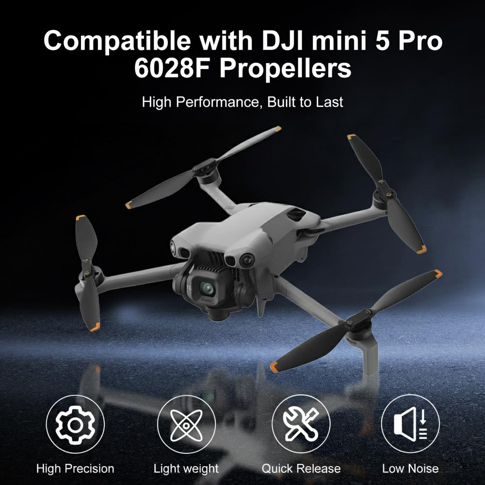 YAJOJO orange-tip propellers for DJI Mini 5 Pro aid quick orientation in flight.