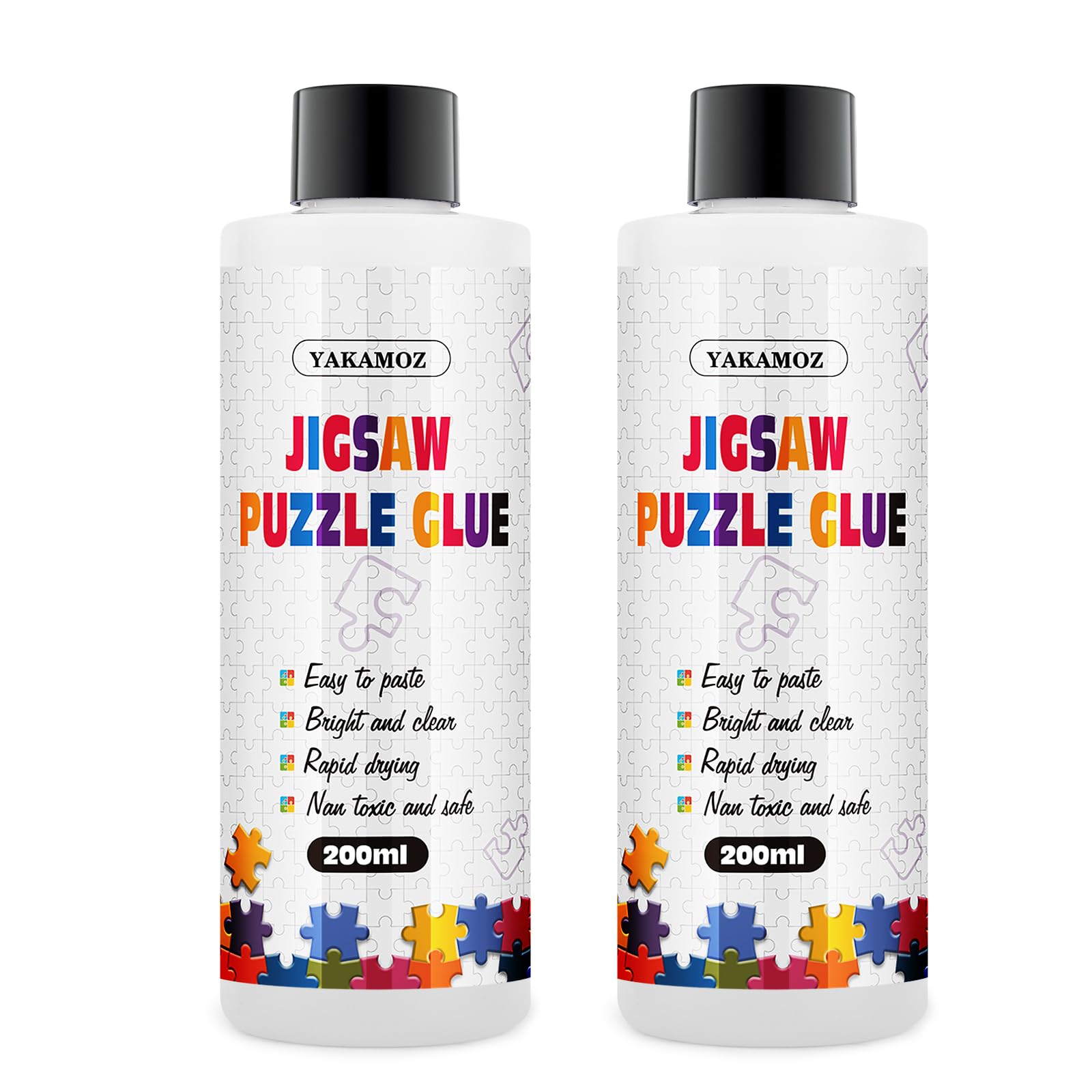 YAKAMOZ clear puzzle glue with precision applicator for even coverage