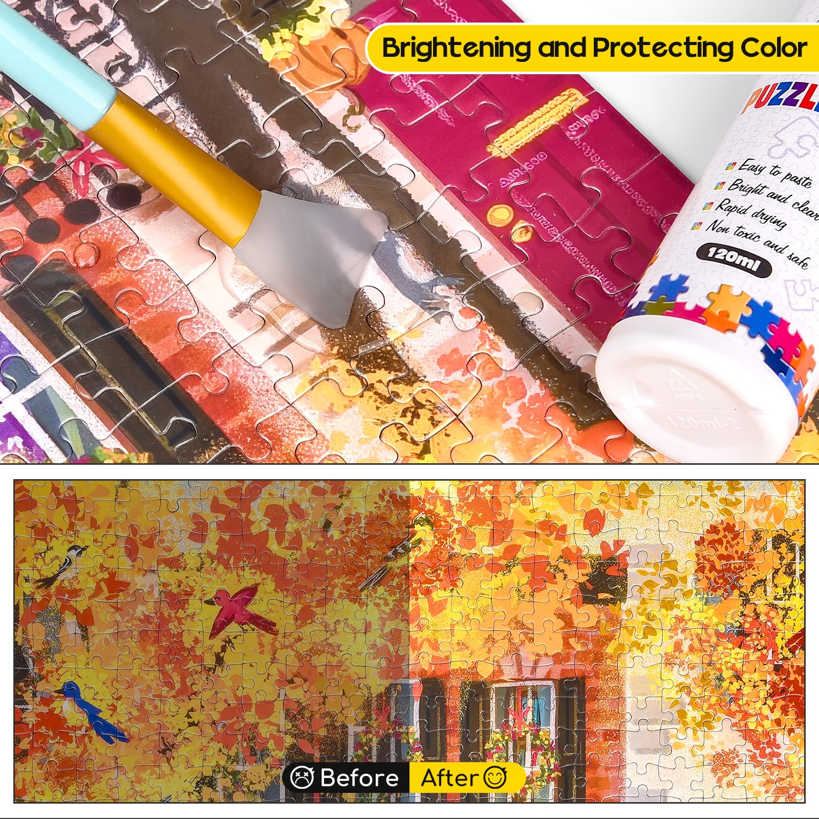 YAKAMOZ jigsaw glue safe for kids and adults in family craft.