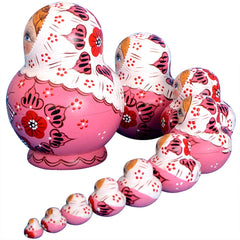 YAKELUS traditional nesting dolls with hand-painted art, ideal for shelf display.