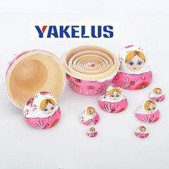 YAKELUS Matryoshka dolls hand-painted craftsmanship, perfect for imaginative play and decorative display.