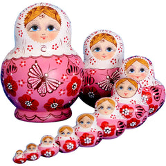 YAKELUS 10-piece Russian nesting dolls featuring hand-painted details for curious kids and collectability.
