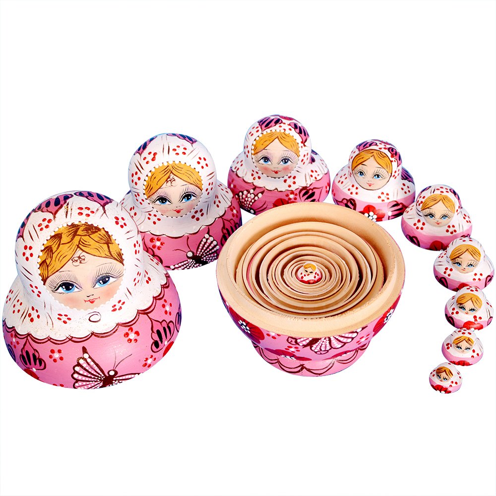 YAKELUS Russian nesting dolls wooden carving highlights traditional art suitable for gifting.