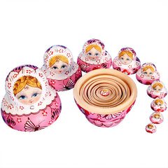 YAKELUS Russian nesting dolls wooden carving highlights traditional art suitable for gifting.