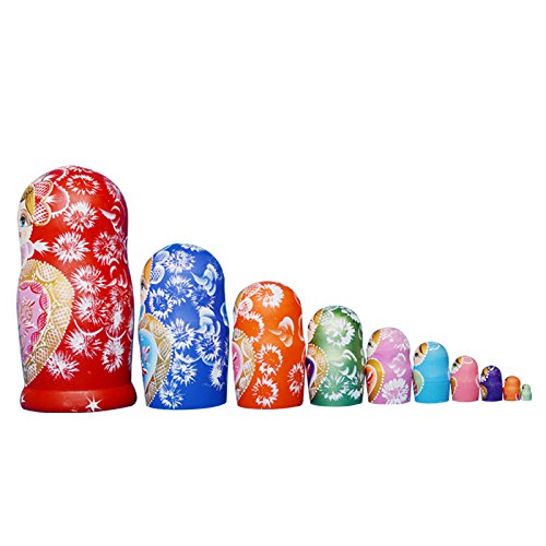 Yakelus wooden dolls stacked together demonstrate playful nesting.