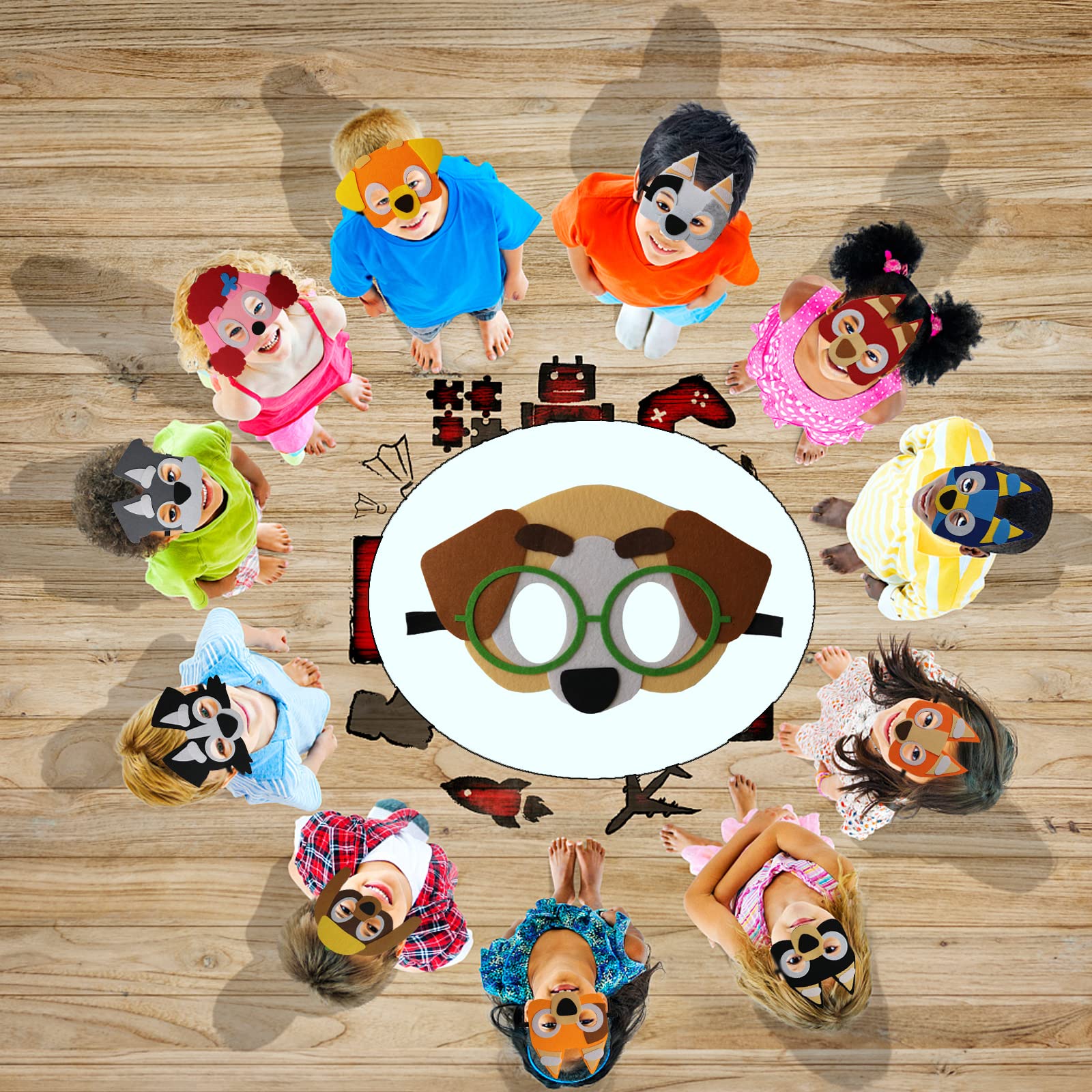 Puppy dog masks by YALARY used as party favors at celebrations