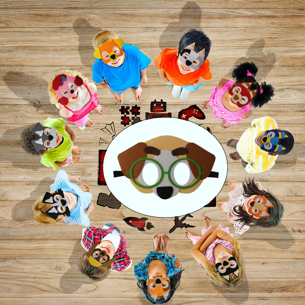 Puppy dog masks by YALARY used as party favors at celebrations