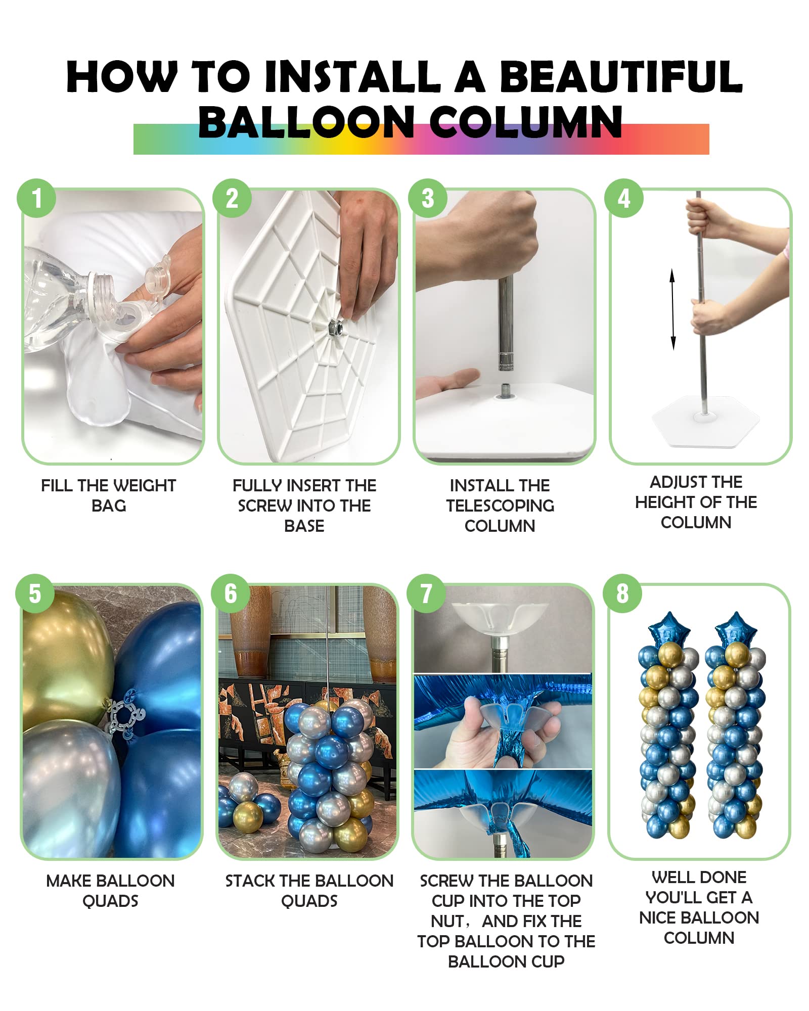 YALLOVE sturdy 7-foot height creates dramatic party balloon columns.